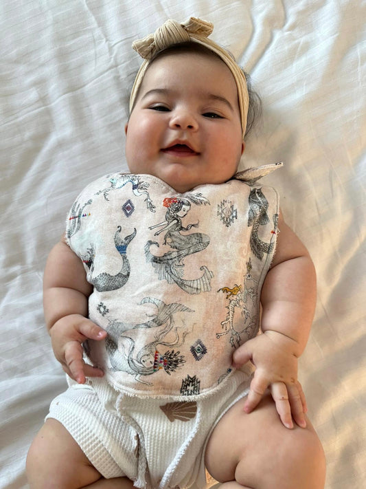 Mermaids and Dragons Organic Cotton Feeding Bib