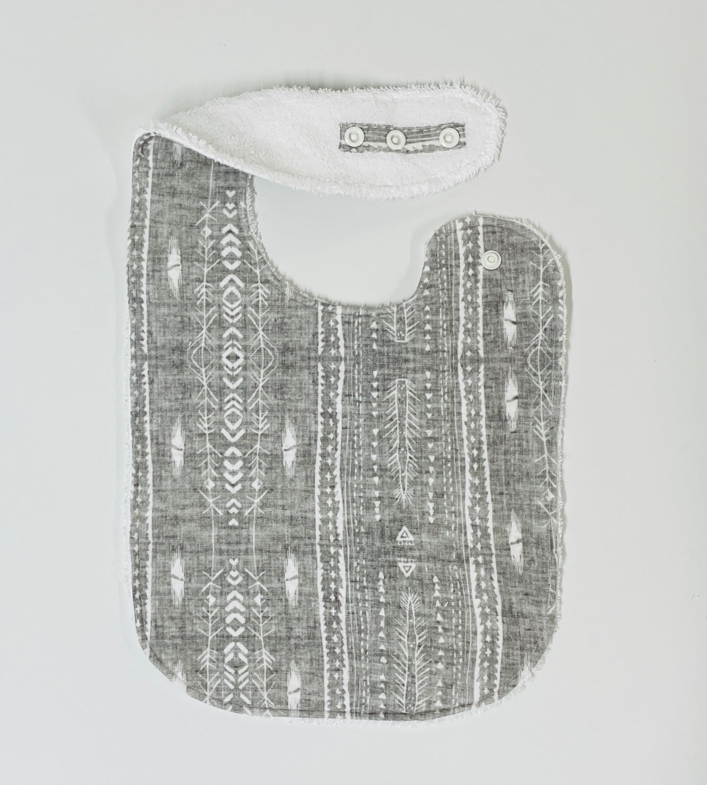 Aztec Grey Organic Cotton Feeding Bib