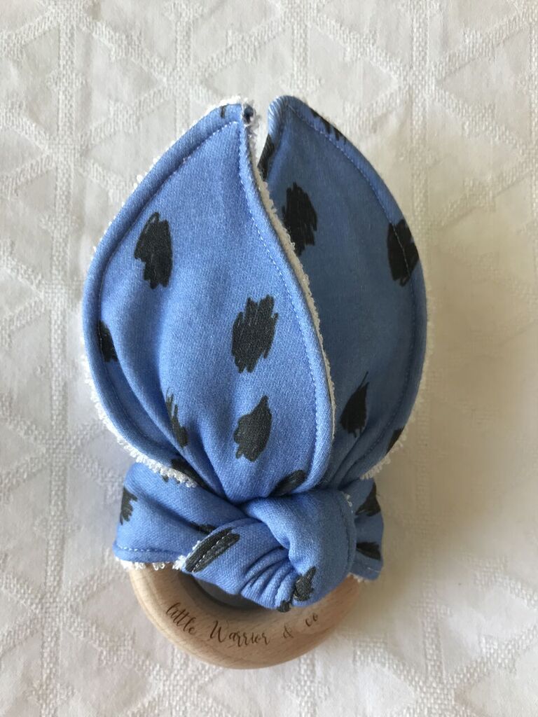 Leopard Blue Organic Cotton Fabric Teether