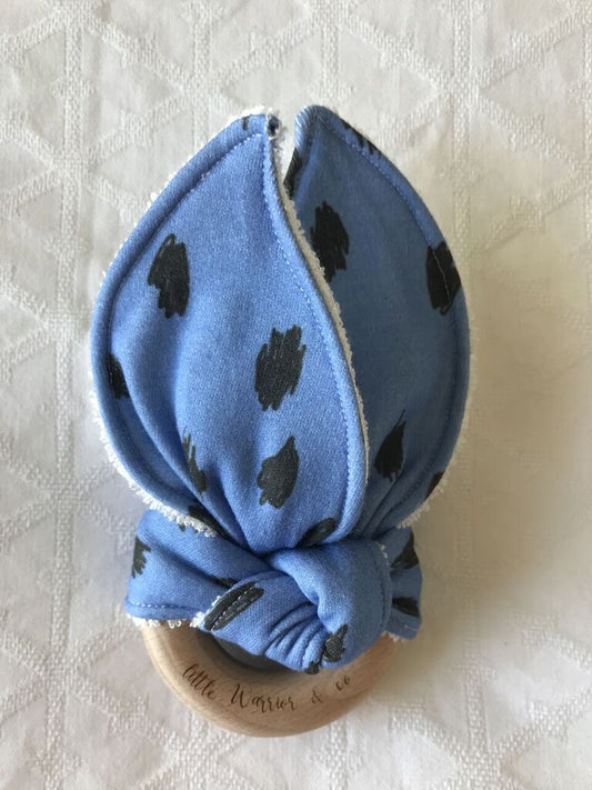 Leopard Blue Organic Cotton Fabric Teether