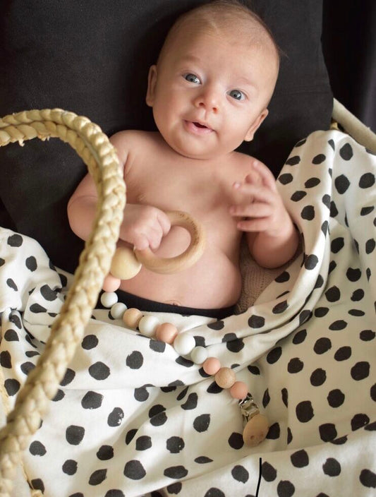 Spots & Dots Monochrome Organic Cotton Swaddle Blanket