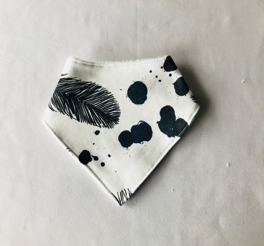 Monochrome Feathers Organic Cotton Bandana Bib