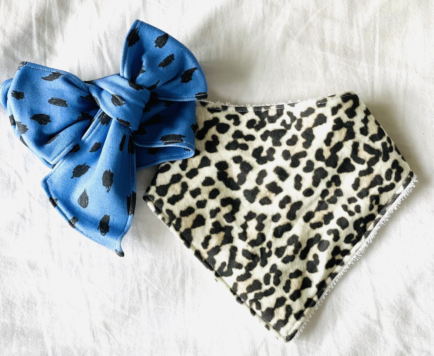 Leopard Blue Organic Cotton Head Wrap