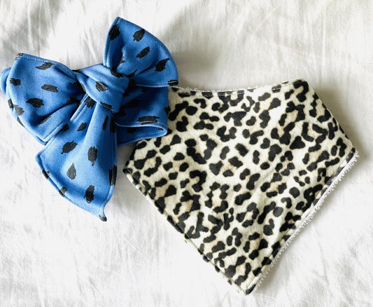 Leopard Blue Organic Cotton Head Wrap