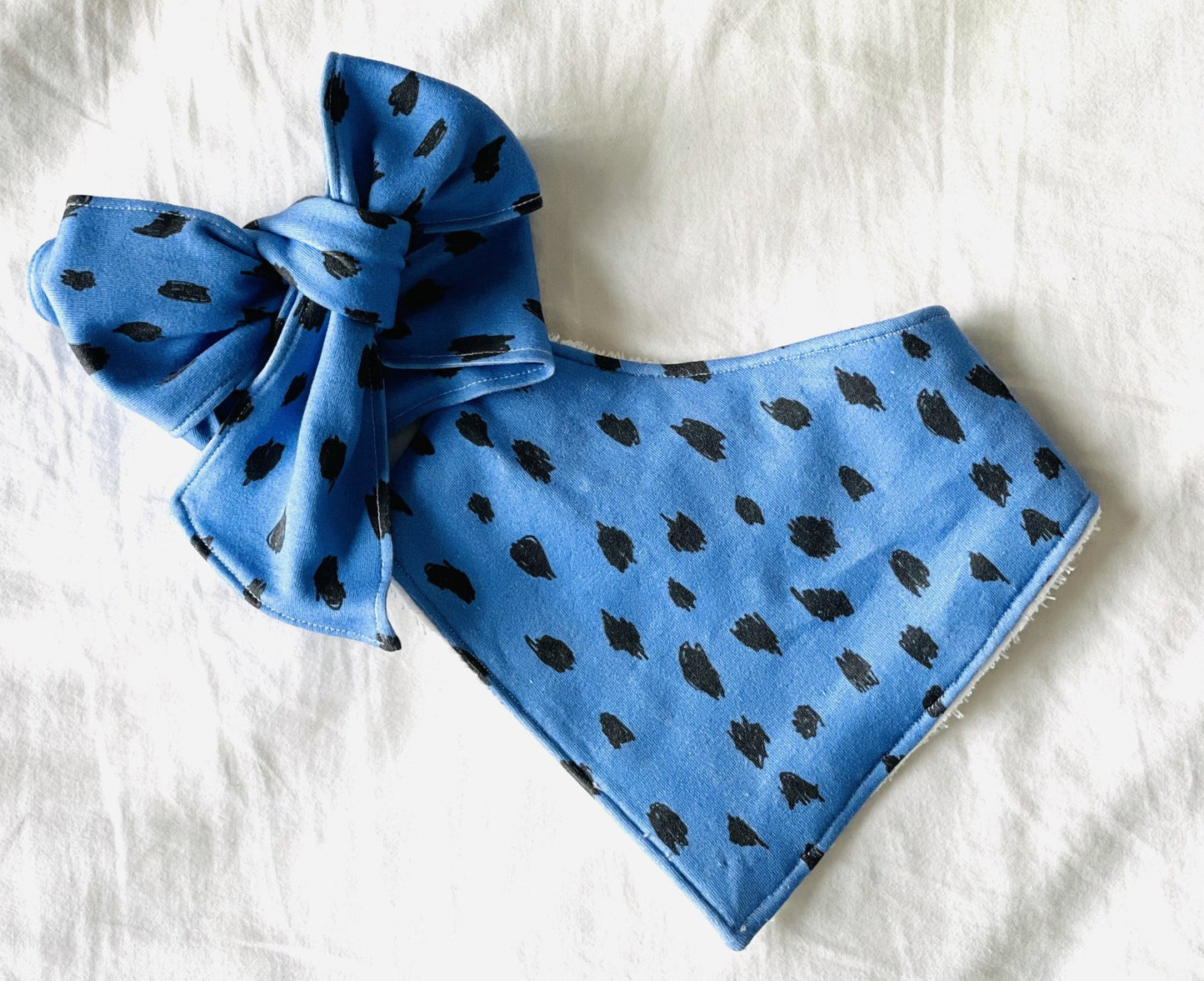 Leopard Blue Organic Cotton Bandana Bib