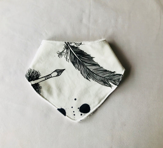 Monochrome Feathers Organic Cotton Slouch Bib