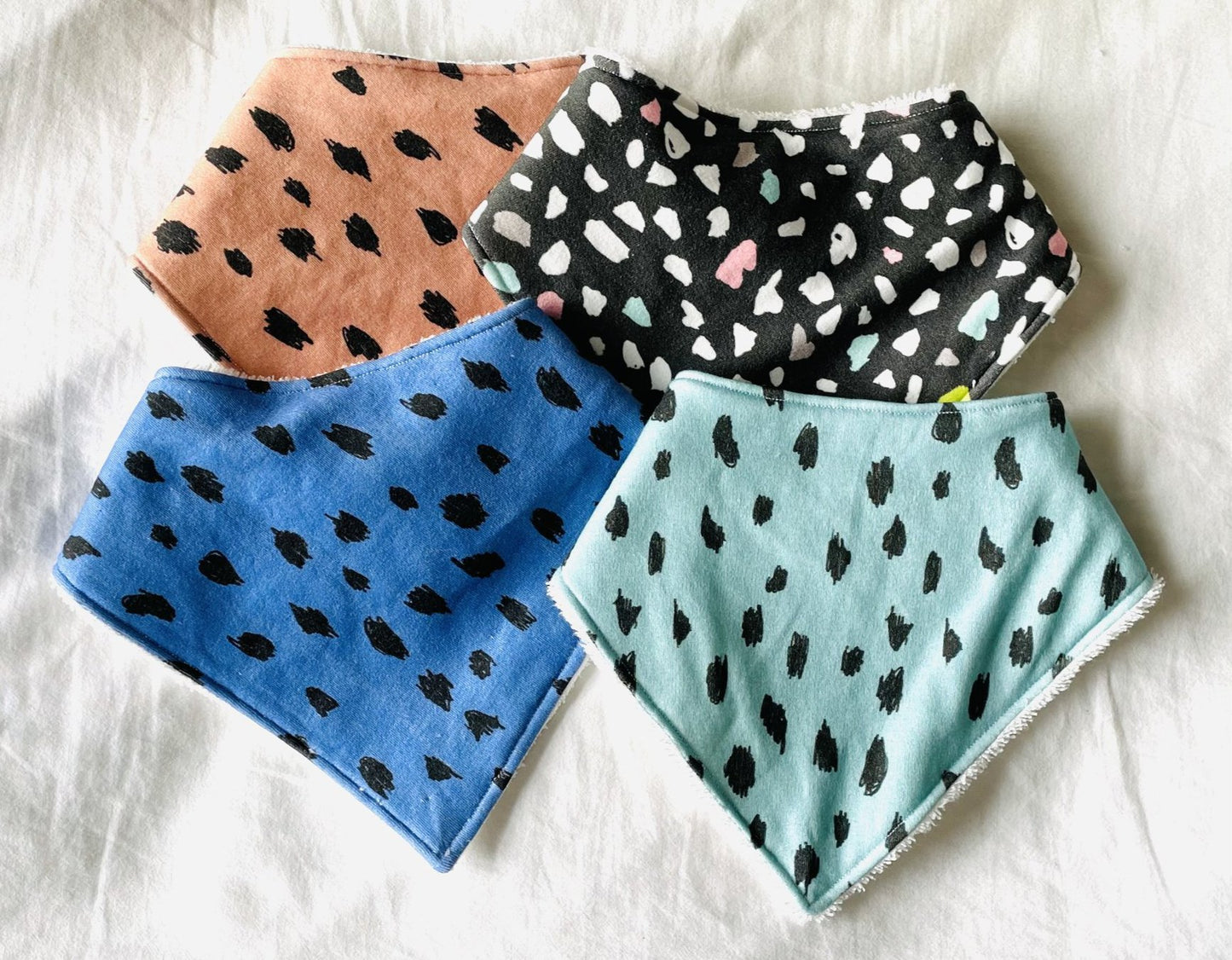 Leopard Blue Organic Cotton Bandana Bib