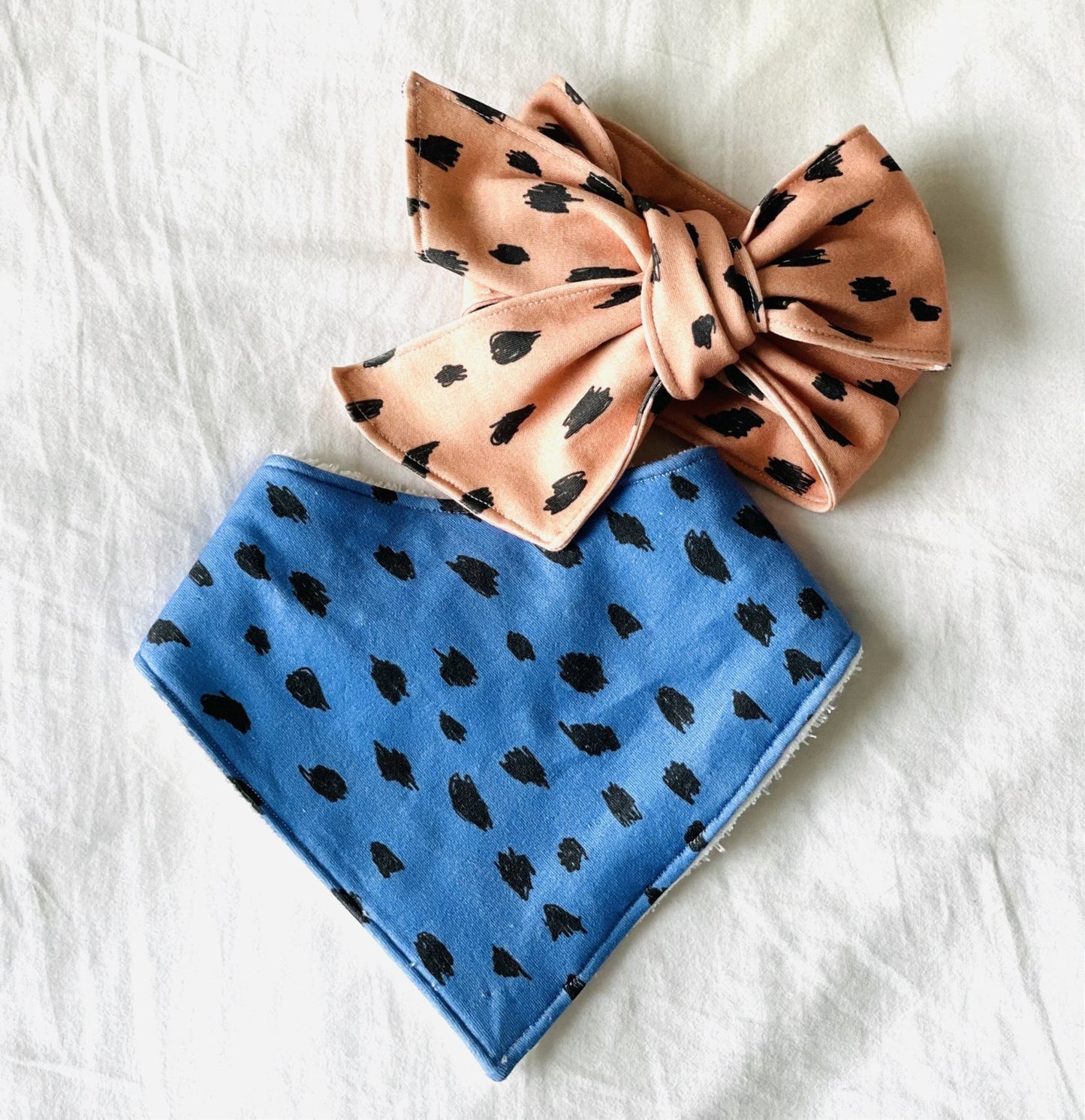 Leopard Blue Organic Cotton Bandana Bib