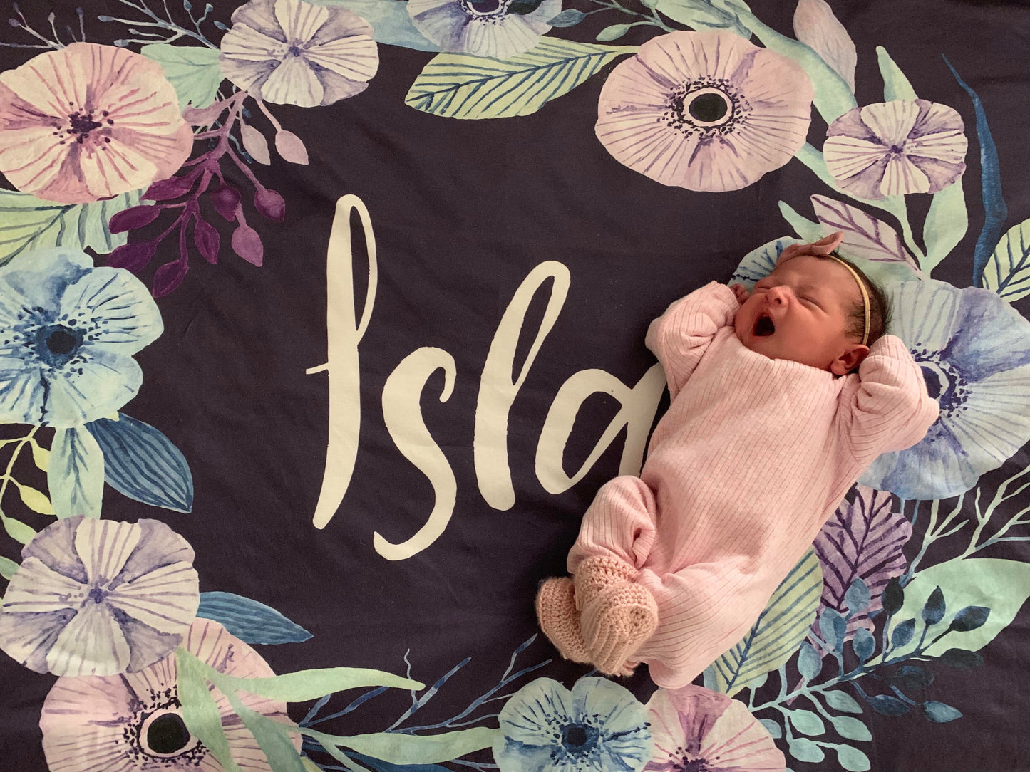 PREORDER BOHO WREATH Organic Cotton Personalised Cot Sheet