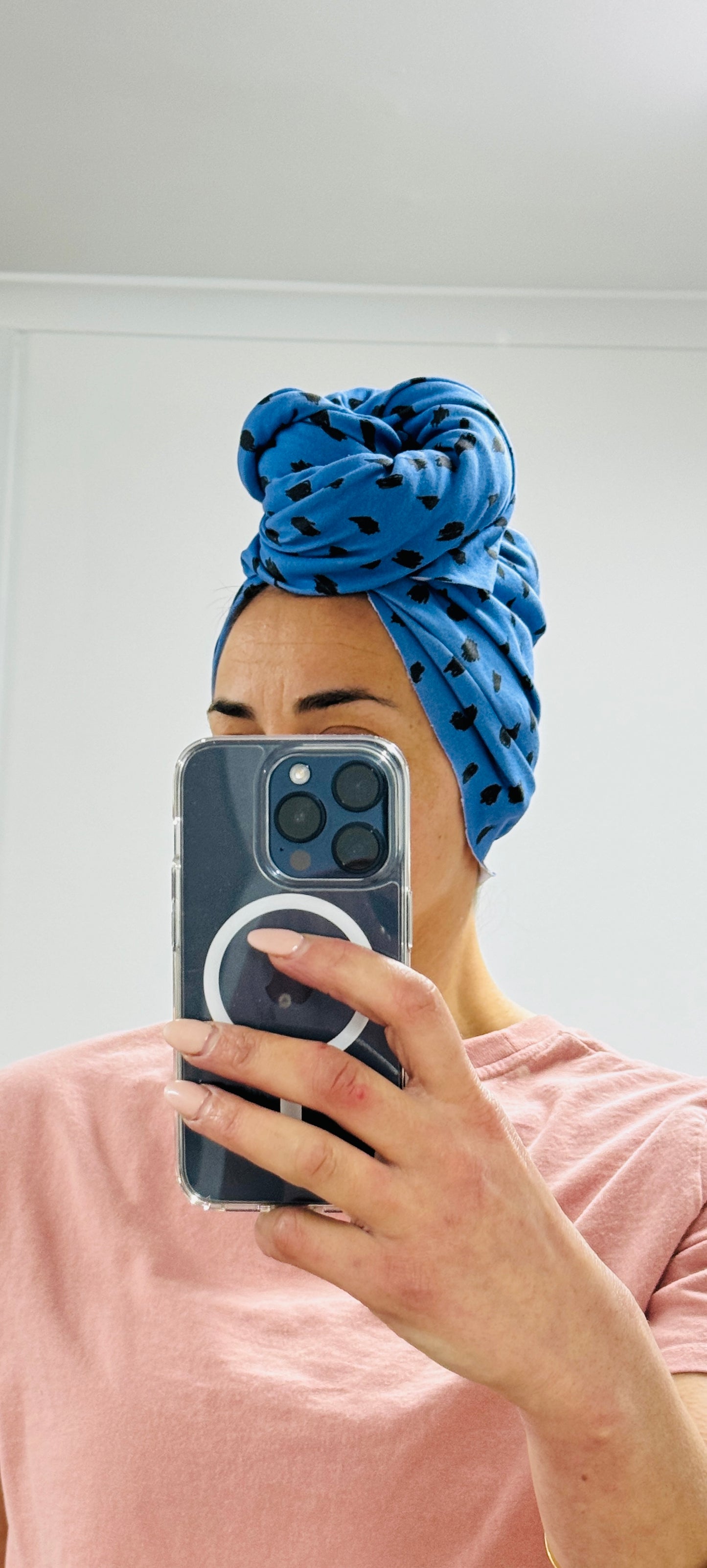 Leopard Blue Organic Cotton Warrior Head Wrap