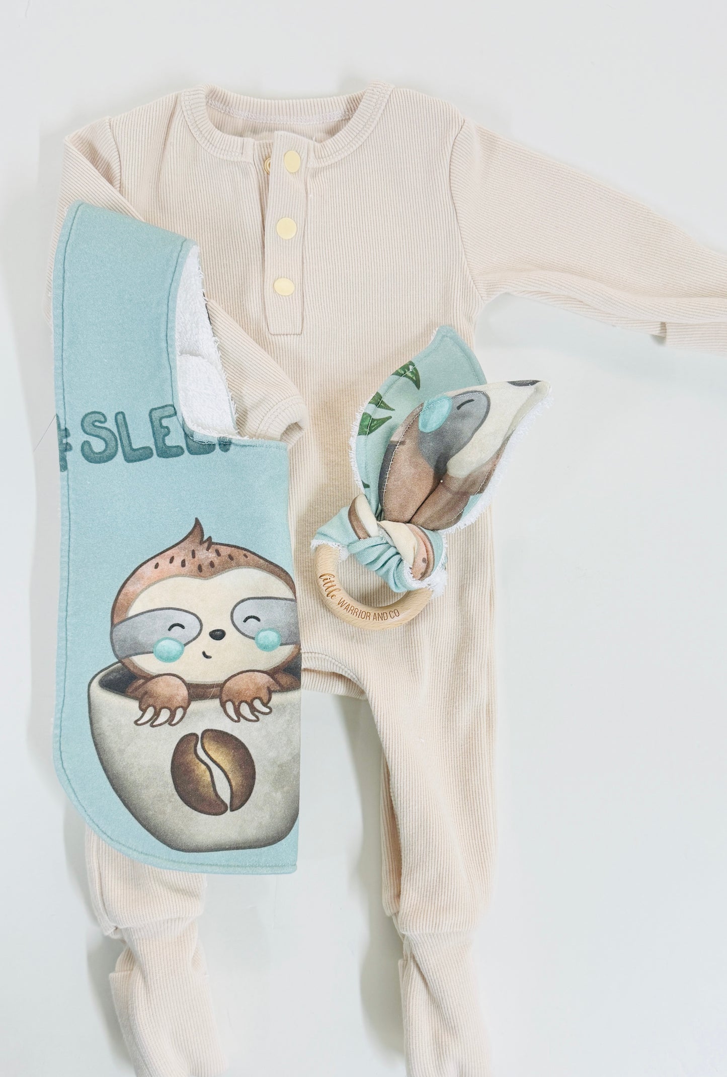 Ribbed Jumpsuit, Feeding Bib & Teether Set