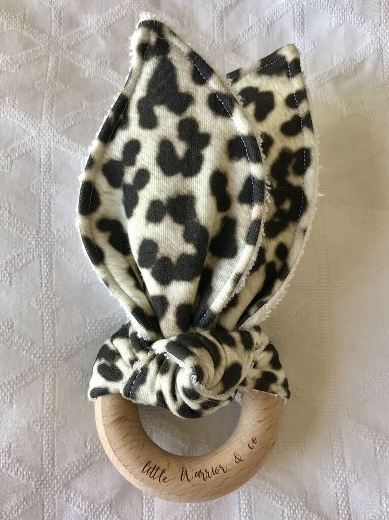 Snow Leopard Organic Cotton Fabric Teether