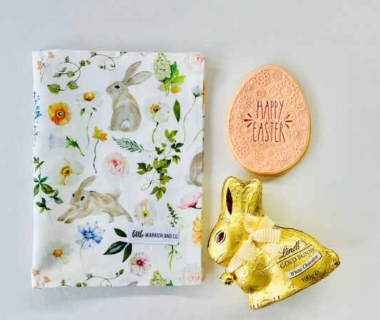 Floral Bunny Linen Tea Towel