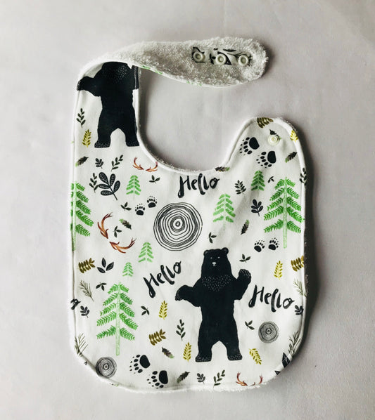 Hello There Little Bear Organic Cotton Feeding Bib