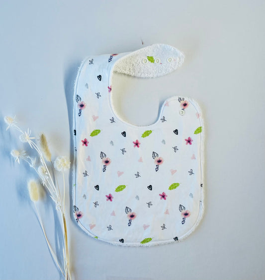 Florals on White Organic Cotton Feeding Bib