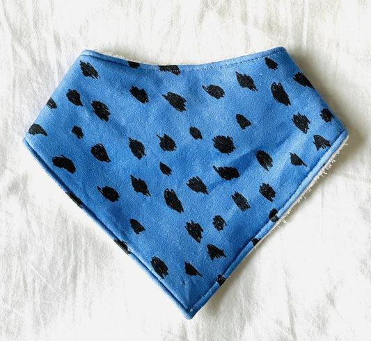 Leopard Blue Organic Cotton Bandana Bib