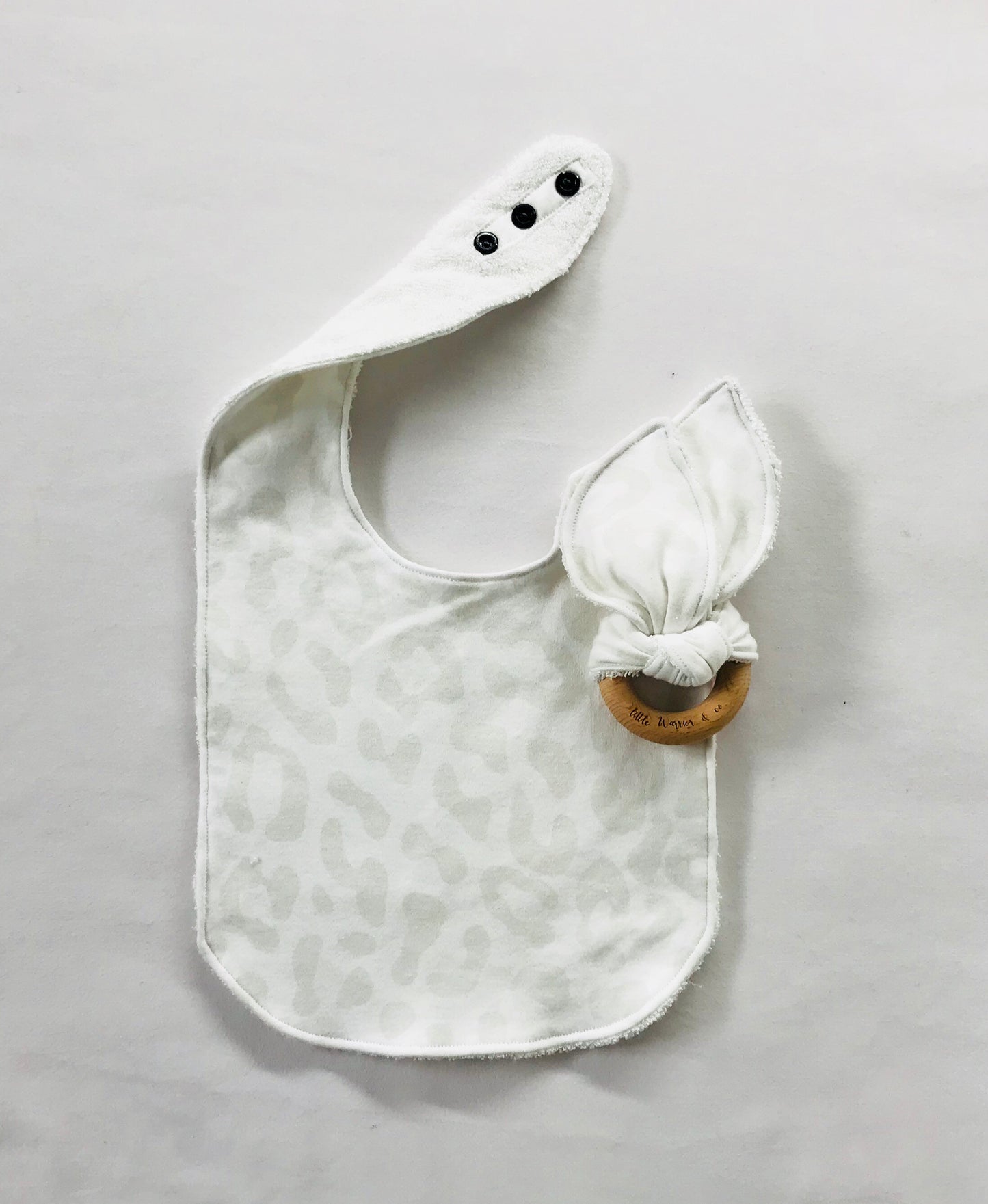 White Leopard Organic Cotton Fabric Teether